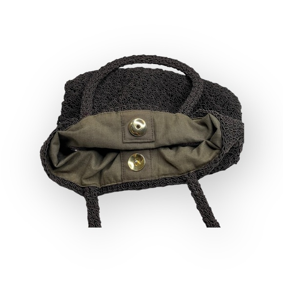 Express Paris 𖣴 Top Handle Woven Crochet Mini Handbag Bag 𖤗 Espresso Brown 𖤗 - Picture 11 of 16